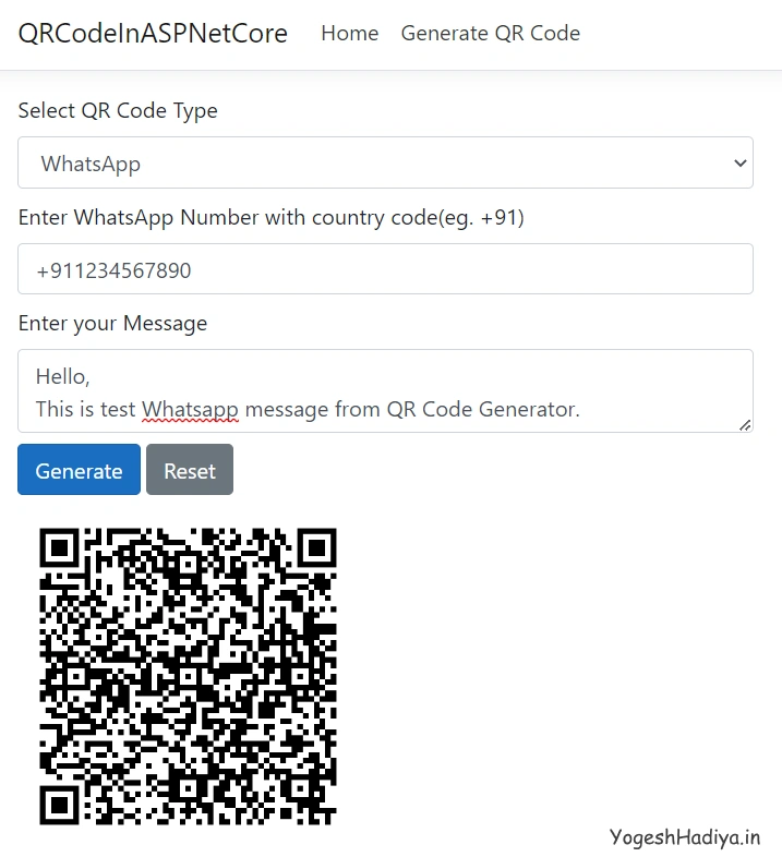 Generate QR Code in ASP.Net Core MVC