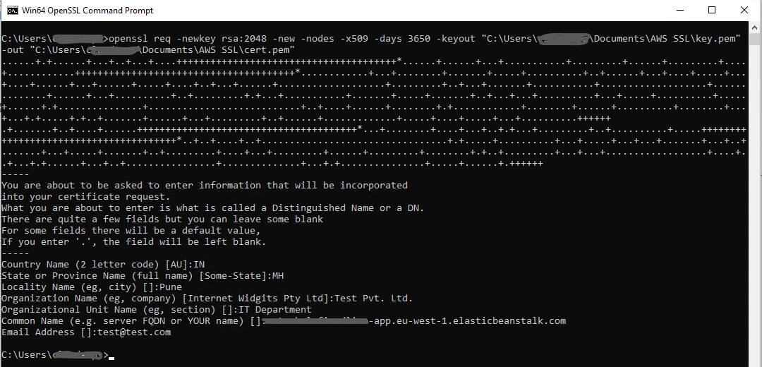 Open SSL CMD Prompt
