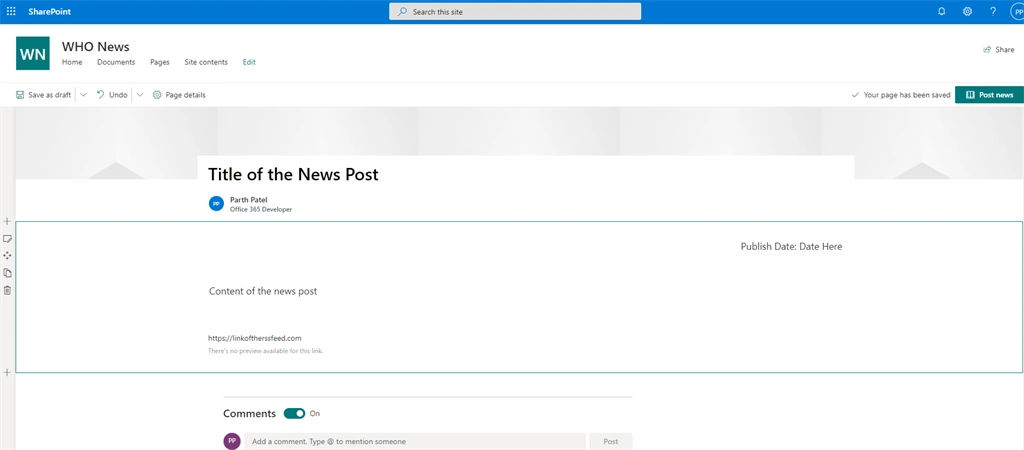 Generate SharePoint News Posts Using WHO RSS Feed Using Power Automate