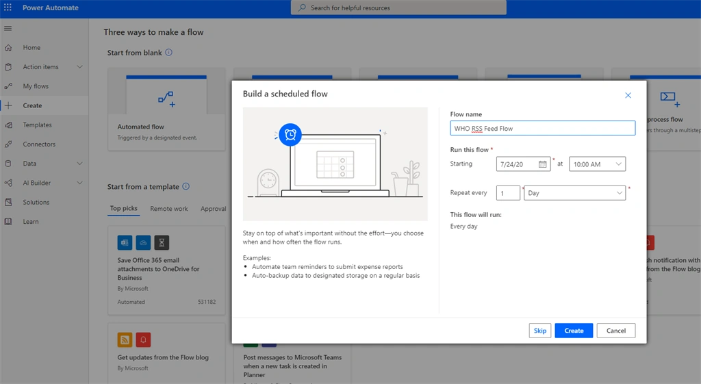 Generate SharePoint News Posts Using WHO RSS Feed Using Power Automate