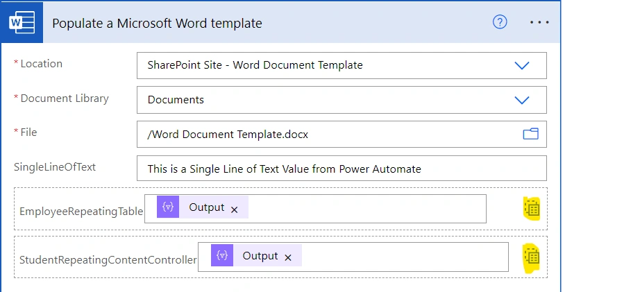 Generate Word Document Template Using Power Automate