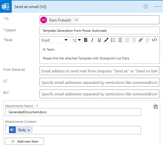 Generate Word Document Template Using Power Automate