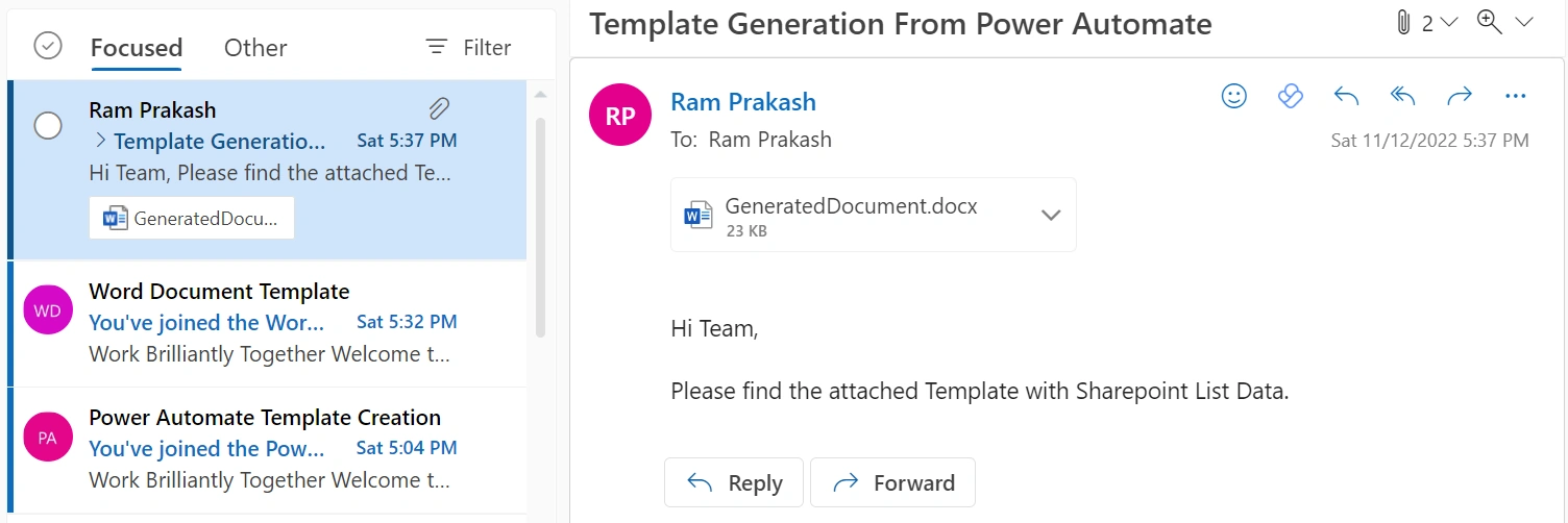 Generate Word Document Template Using Power Automate