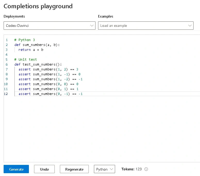 Generating Code with Azure OpenAI Codex