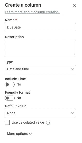 Create a column