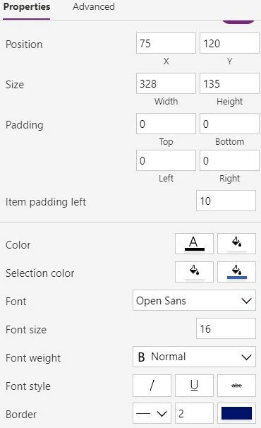 Item padding left