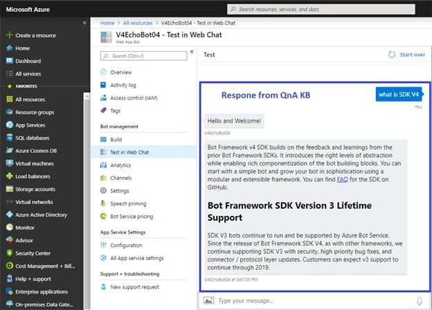 Build QnAMaker Azure Bot with Bot Framework SDK V4