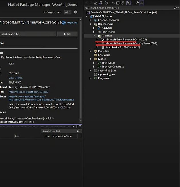 ASP.NET Core web API with Entity Framework core