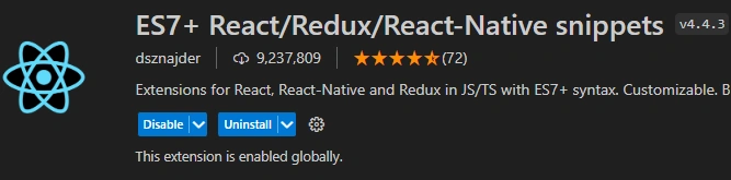 ES7+React/Redux/React-Native Snippets