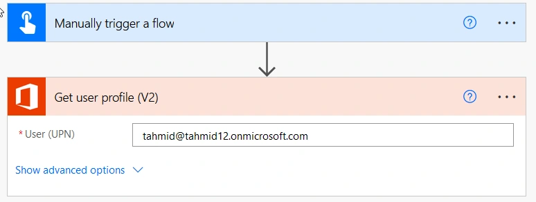 Figure 3: Adding Get user profile (v2) action
