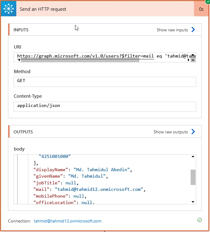 Response of the HTTP Request