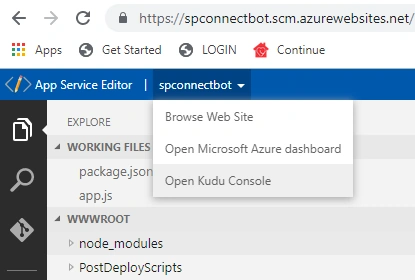 Accessing/Updating SharePoint Online Data in Azure Chat Bot Framewok with Node JS