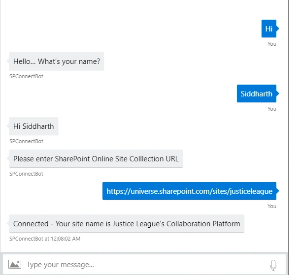 Accessing/Updating SharePoint Online Data in Azure Chat Bot Framewok with Node JS