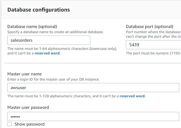 Database configurations