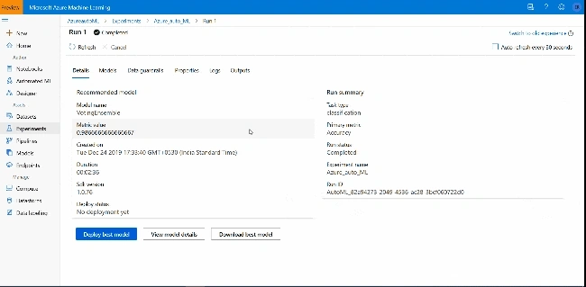 Azure Automated Machine Learning