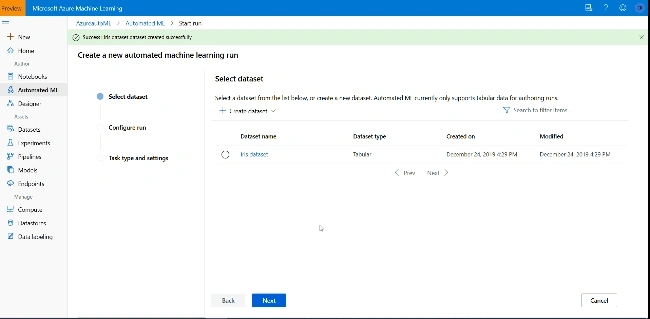 Azure Automated Machine Learning