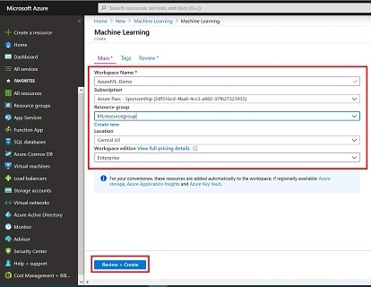 Create Azure ML resource