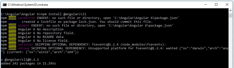 Angular 6 command