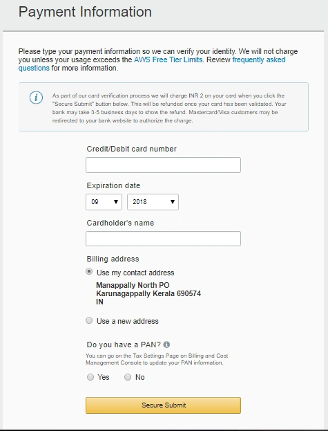 Create a Free AWS account for one year