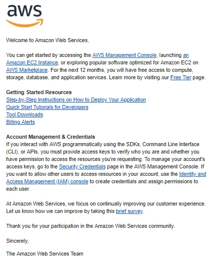 Create a Free AWS account for one year