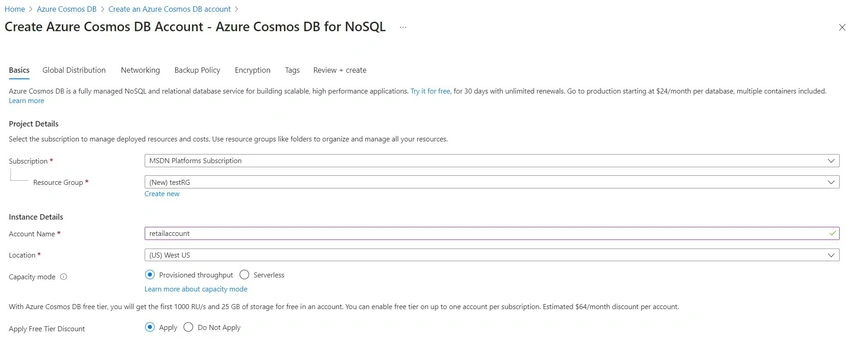 Azure Cosmos DB Account
