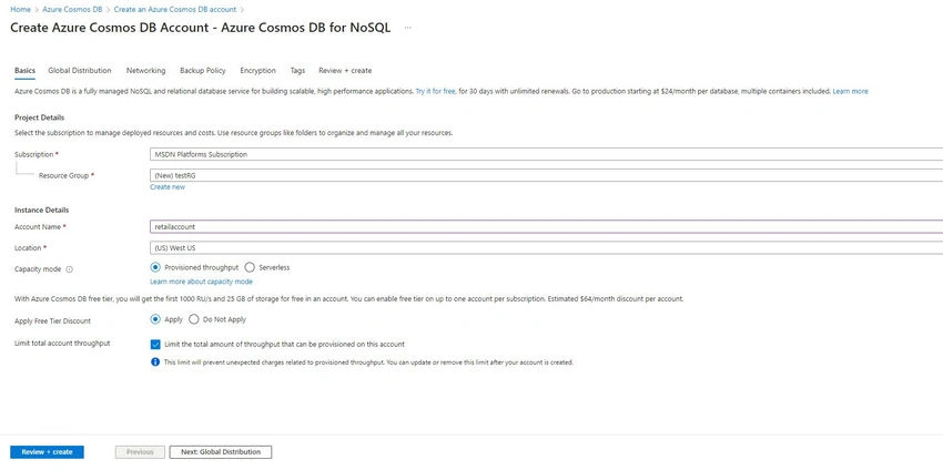 Azure Cosmos DB Account