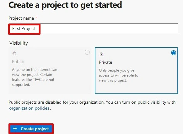 Create a project to get started-