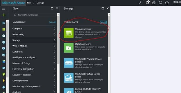 create blob storage