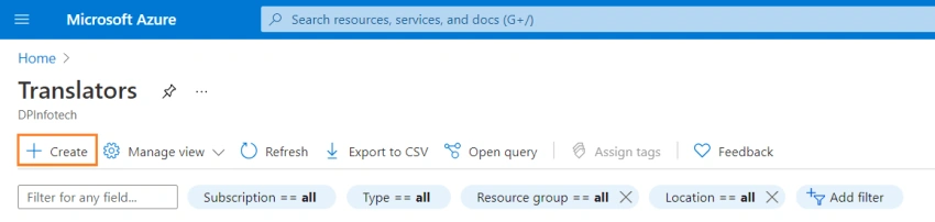 Getting started with Azure Translator Service