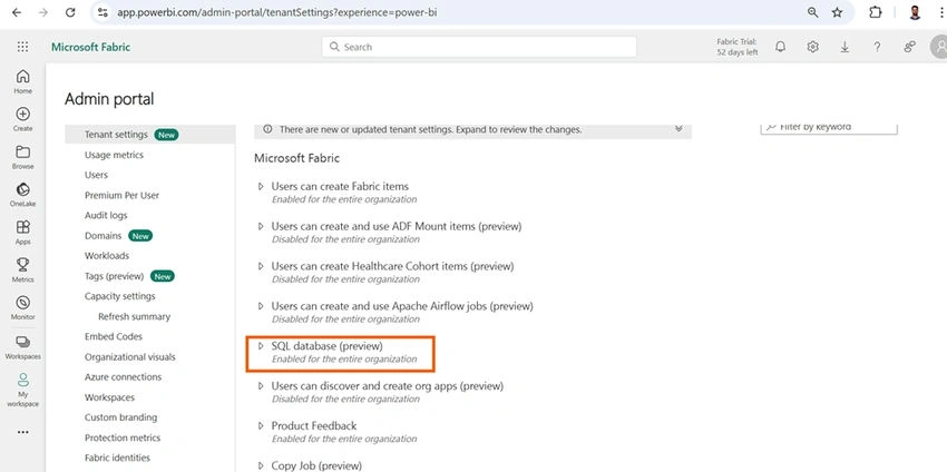 SQL database preview