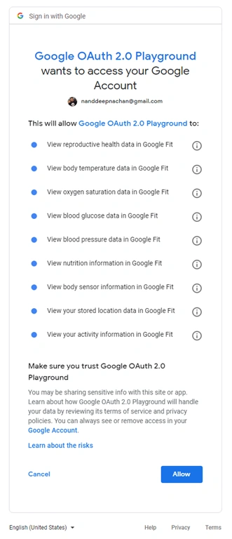 Google Fitness REST API