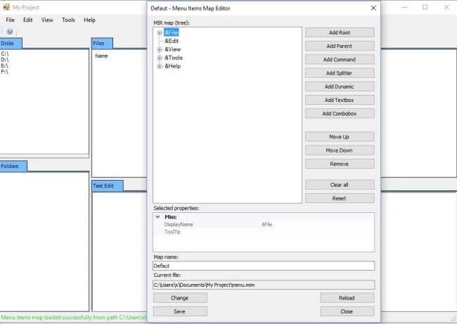 Edit menu
