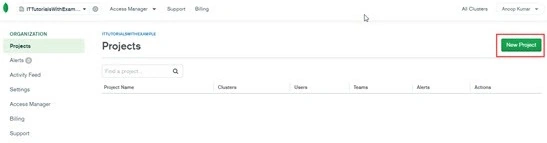 New Project button