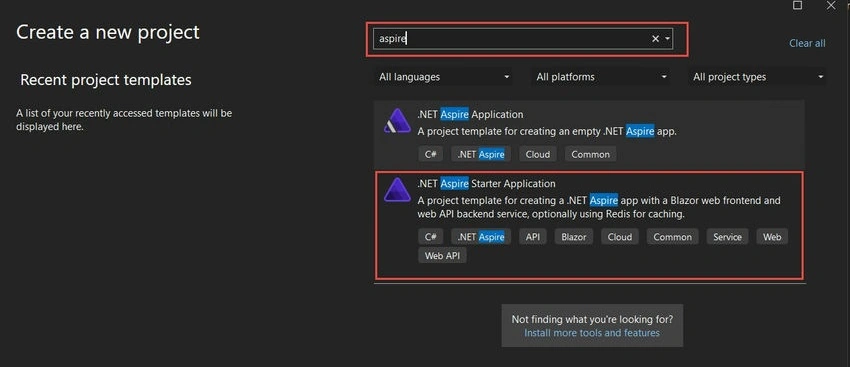New Project in Visual studio
