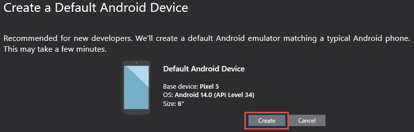 Create Default Android device