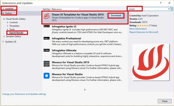 Search for Install