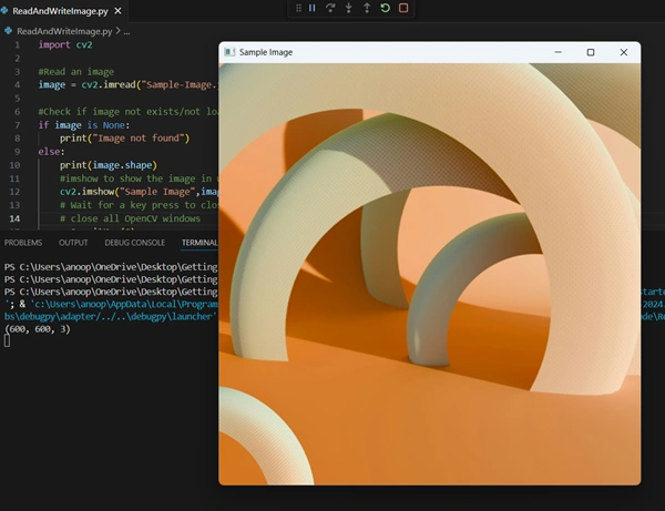 Reading and showing the image using OpenCV