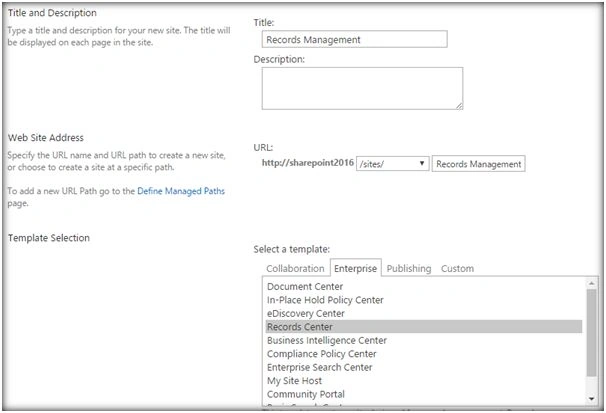 creating the site collection