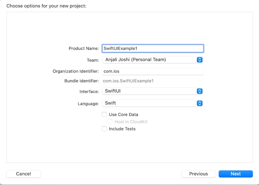 SwiftUI New project