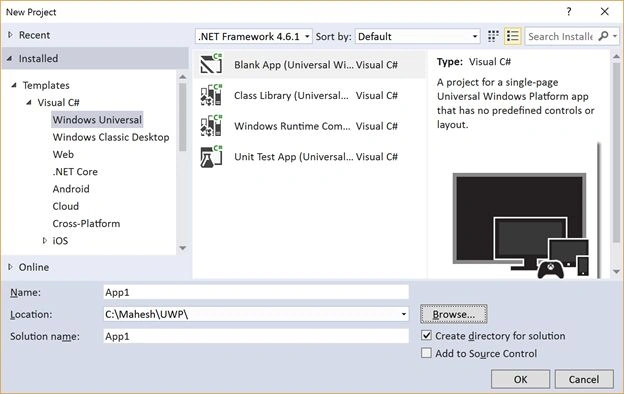 Universal Windows Blank App