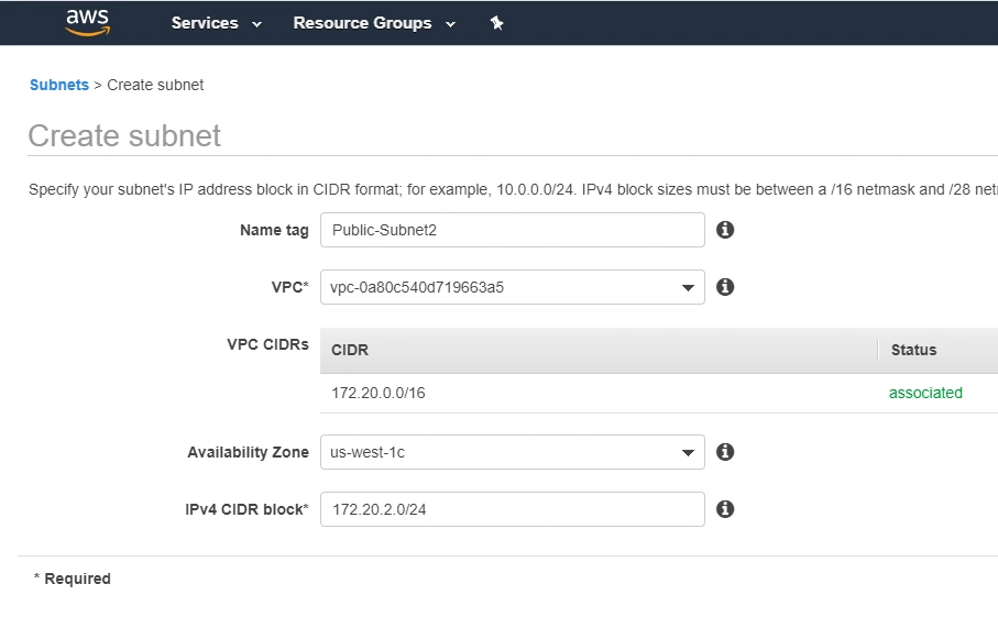 Setting up VPC in AWS