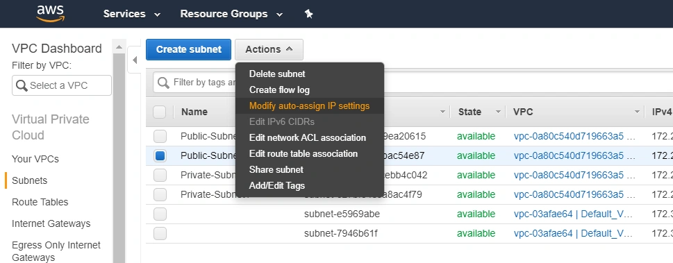 Setting up VPC in AWS