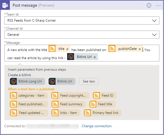 Azure Logic App - Microsoft Teams Connector