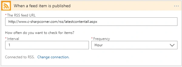 Azure Logic App - RSS Connector