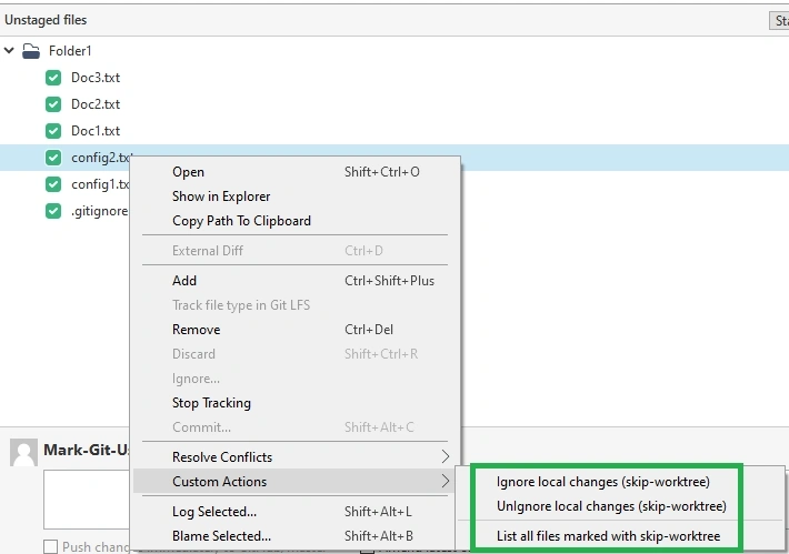 SourceTree custom actions for “skip-worktree” option