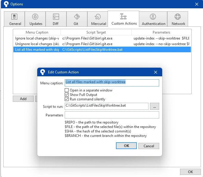 SourceTree custom actions for “skip-worktree” option