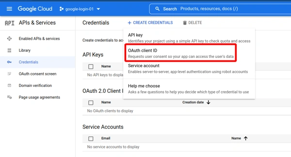 google auth client id
