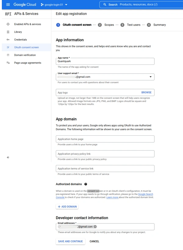 google cloud consent screen