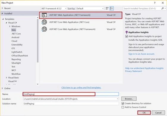 Create MVC application