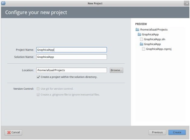 Entering the details for the project